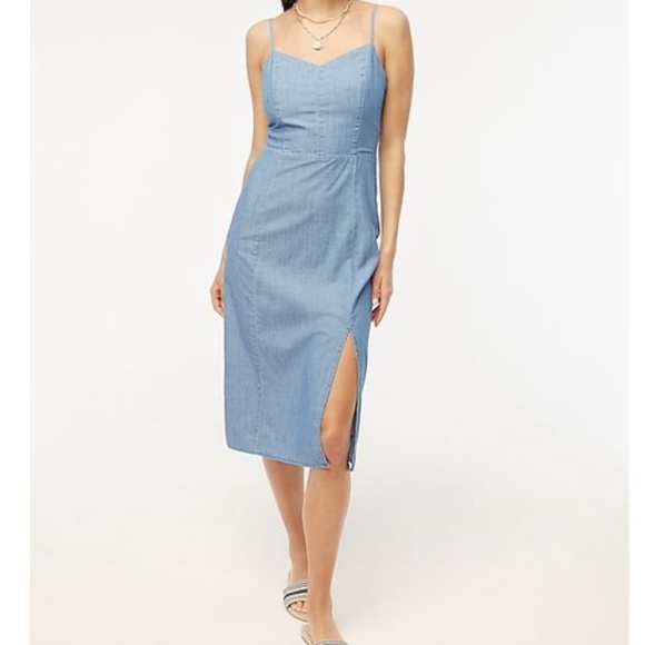 J. CREW Chambray midi slip dress size 4 NWT - Picture 2 of 7